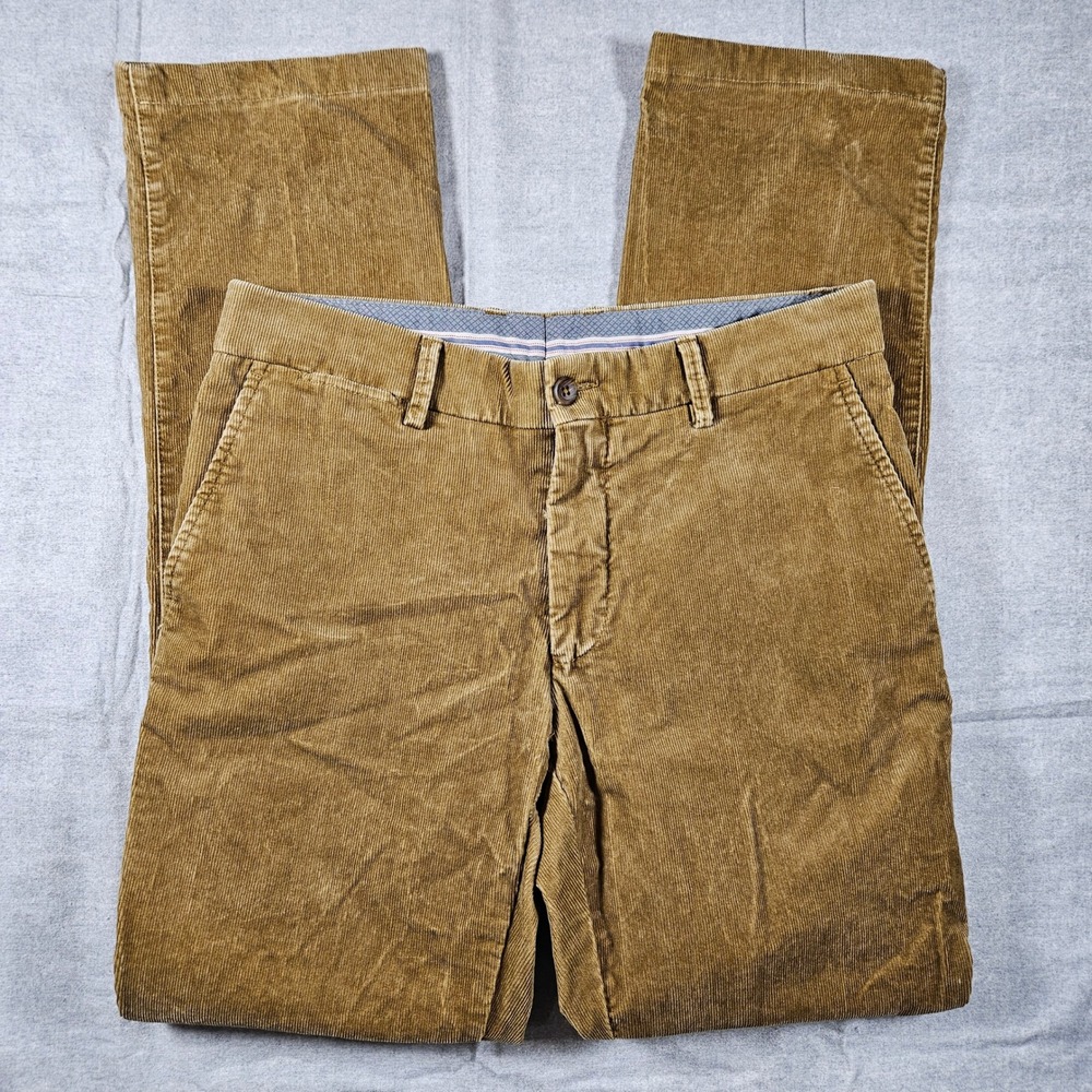 Ballin Modern Fit Corduroy Trousers Mens W33 Tan Cotton Stretch Made in Morocco